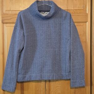 Vineyard Vines Women's M Funnel Neck Pullover Sweatshirt Blue Herringbone